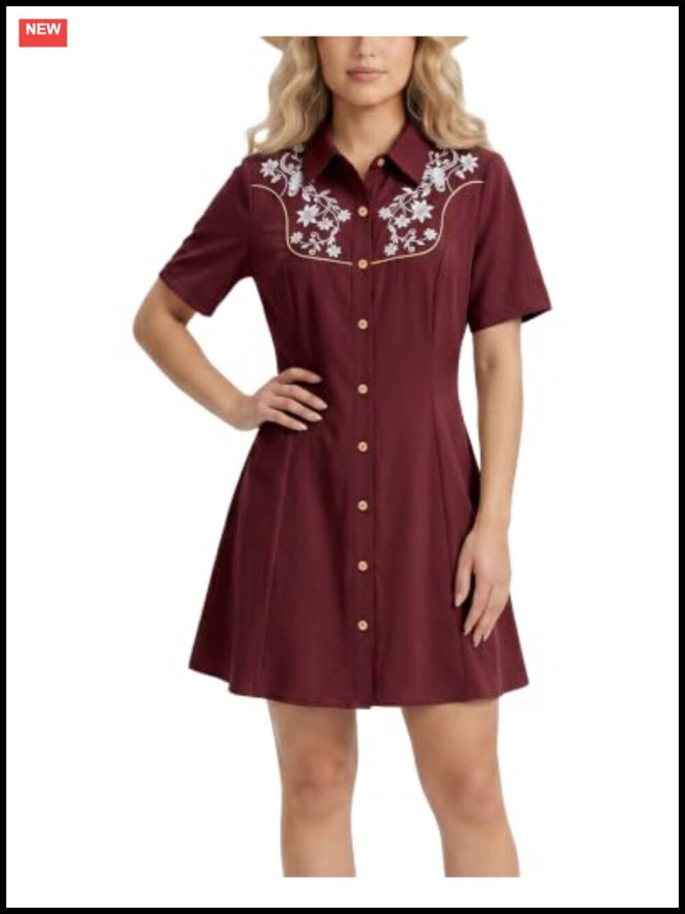 Western Cowgirl Dress Floral Print Swing Dress Country Concert Casual